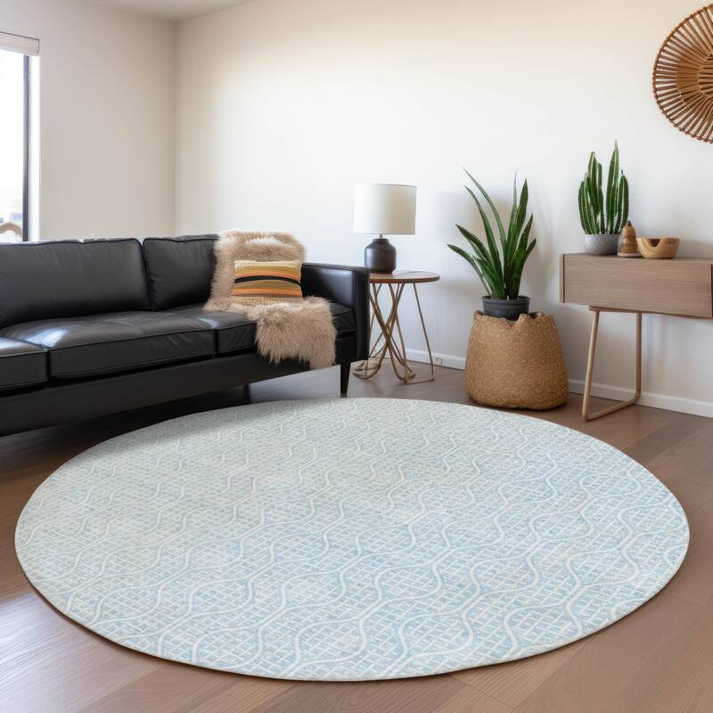 Premium Washable Super Soft Modern Teardrop Mayfield Rug - Sky - 8' x 8'