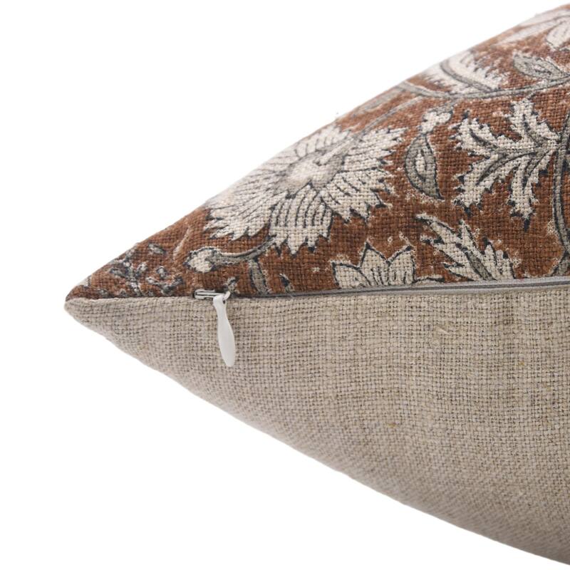 Linen Boho Block print pillow Cover - Kundanvan