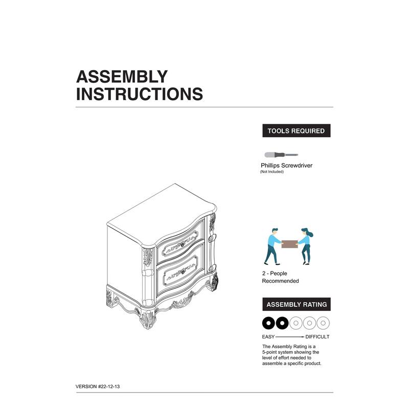 Pearl White Traditional 1pc Solid Wood Nightstand w/ 2 Drawers & Marble Top for Bedroom