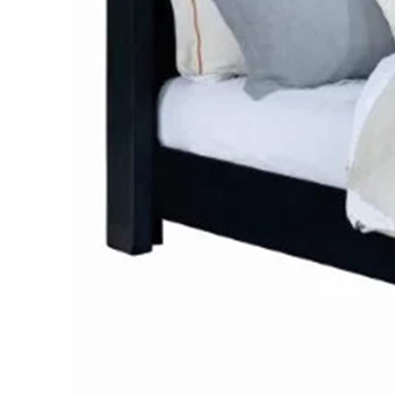 Hiu Queen Size Bed, Wingback Headboard in Black Velvet Like Upholstery
