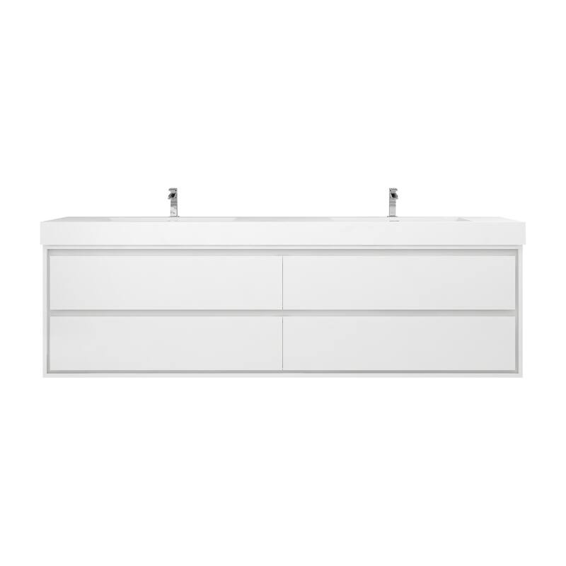 Morava 84" Floating Vanity with Double Sink - 84 - Gloss White