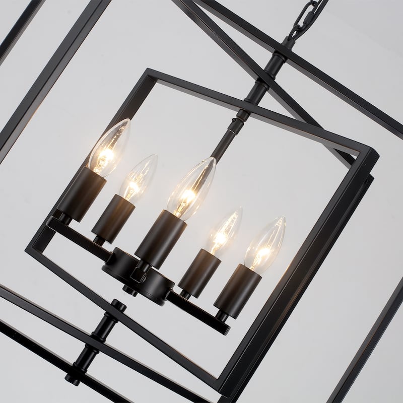21.65inch 5 Lights Modern Chandelier with Metal Frame 360 Degree Adjustable for Different Rooms