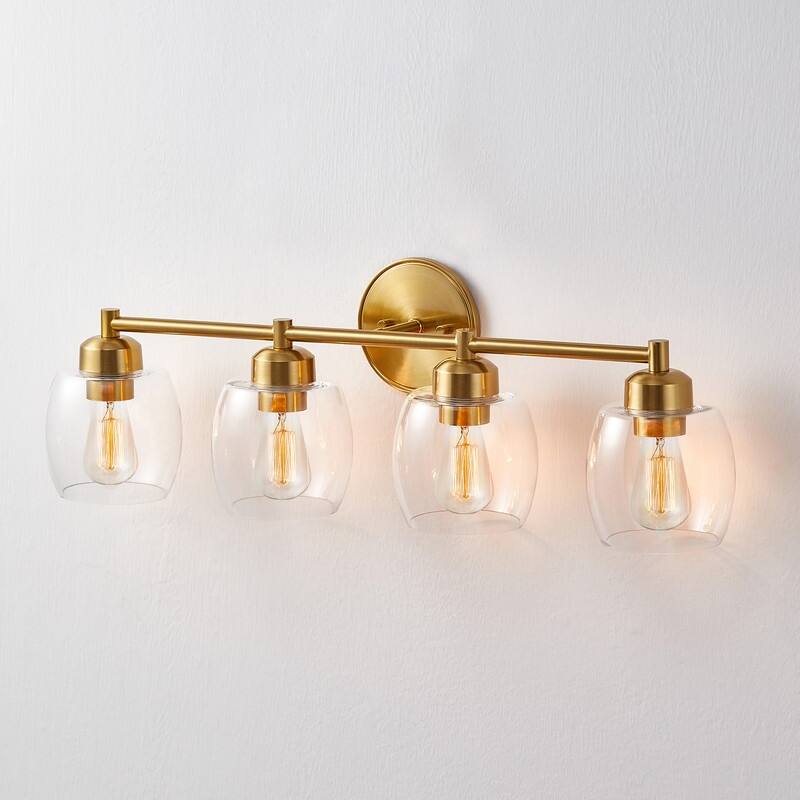 KAWOTI 4-Light Dimmable Bathroom Vanity Light with Glass Shade