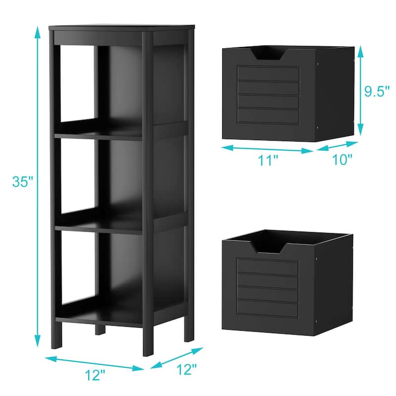 Costway Bathroom Wooden Floor Cabinet Multifunction Storage Rack Stand