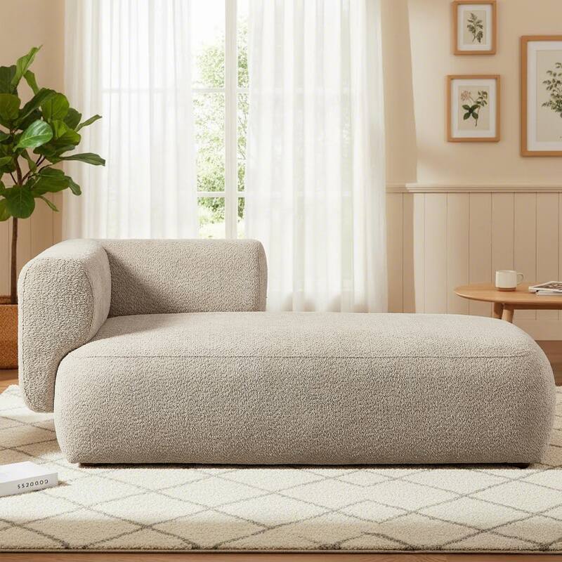 Modern Upholstered Chaise Lounge Chair, Indoor Relaxation Sofa for Living Room or Bedroom - Camel