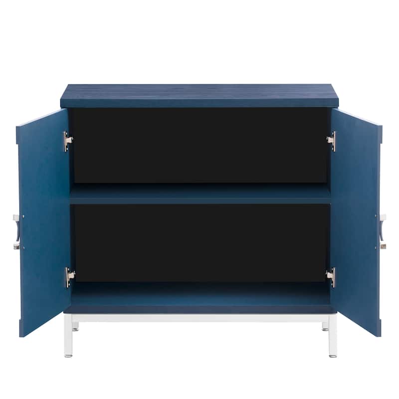 Accent Cabinet with Solid Wood Veneer and Metal Leg Frame - 34"L x 15.5"W x 31.9"H