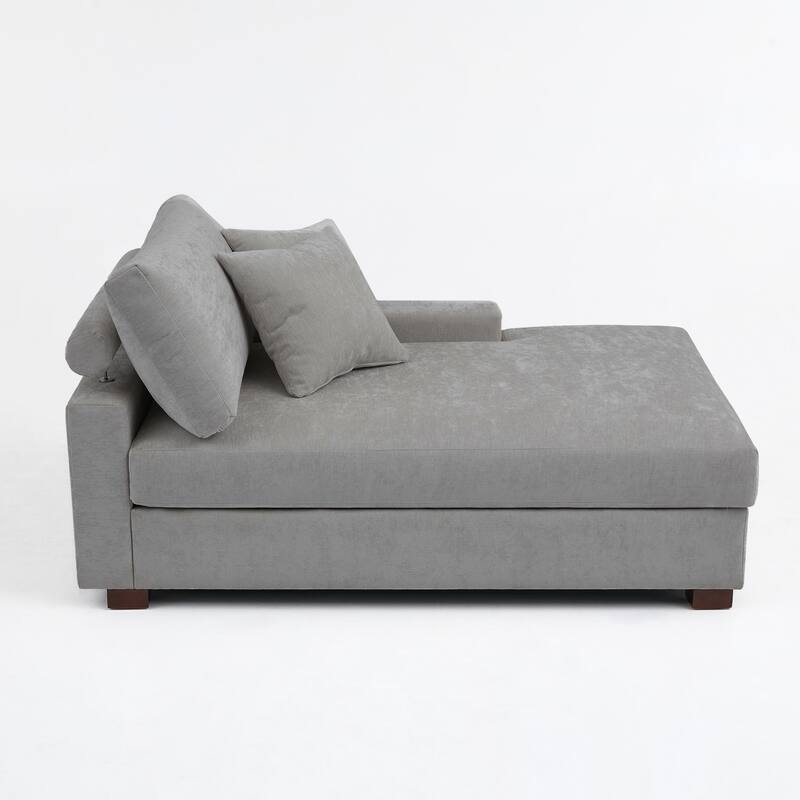 40.8"W Modern Chenille Upholstered Chaise Lounge with Pillow