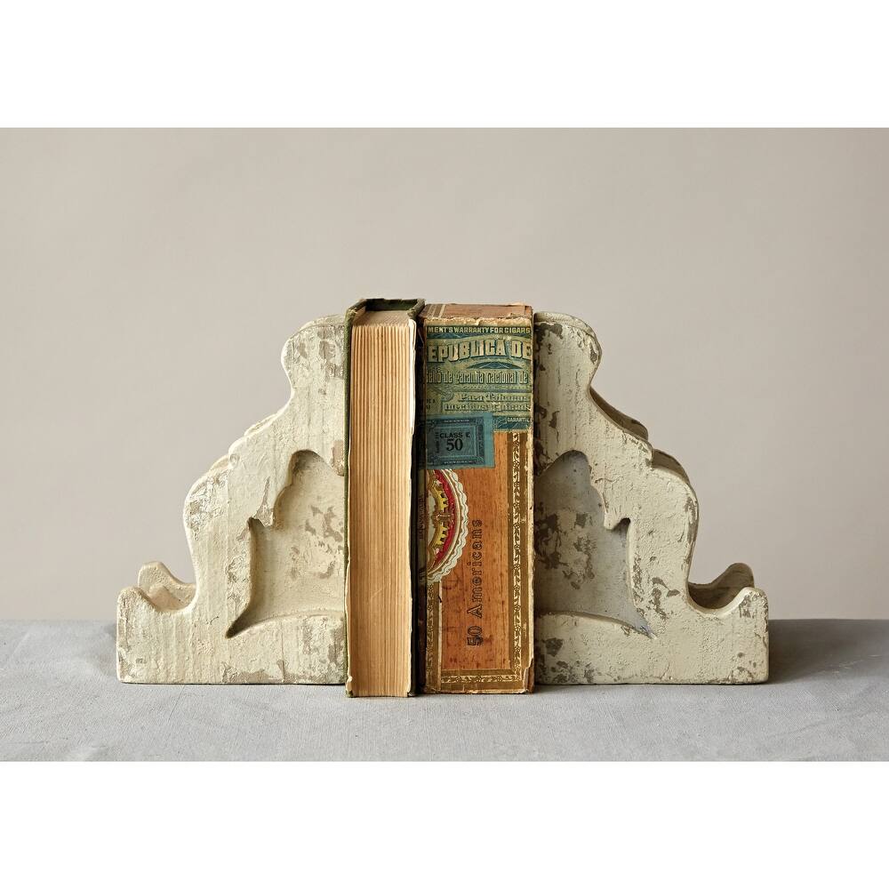 Distressed White Corbel Shaped Bookends