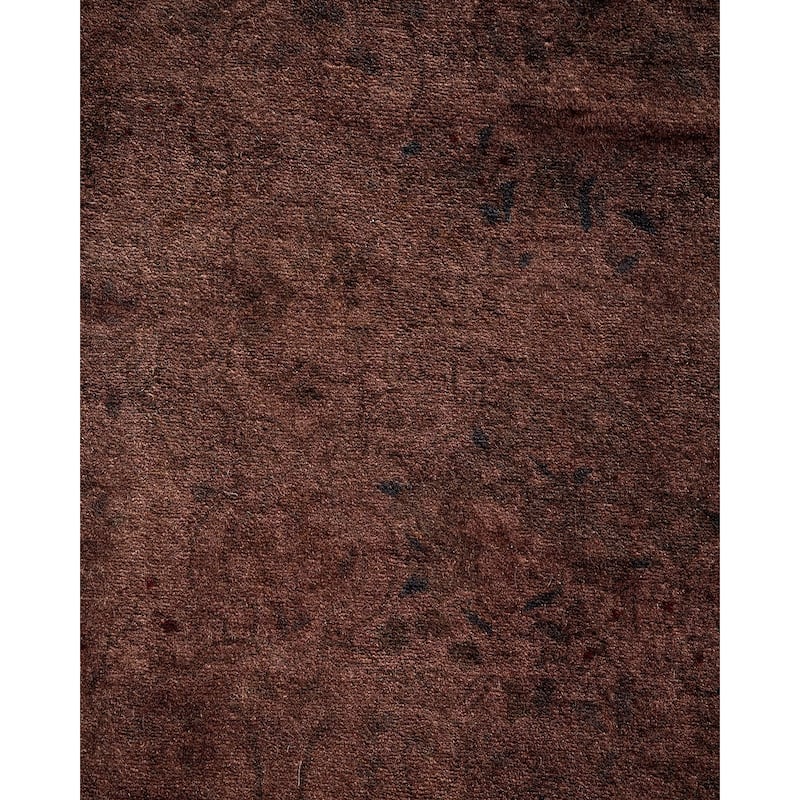 Overton Hand Knotted Wool Vintage Inspired Modern Contemporary Overdyed Brown Runner Rug - 3' 0" x 8' 10"