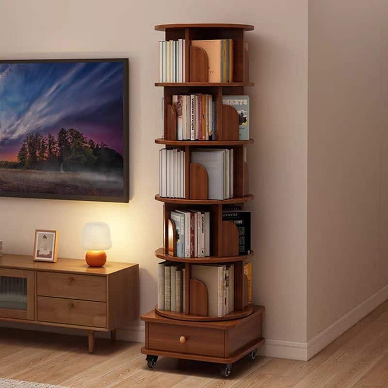 360° Creative Book Shelf Multi-Tier Bookcase with Drawers Plenty of Storage Space Easy to Move Around Suitable