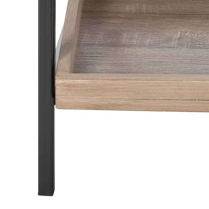 SAFAVIEH Sanzia Oak/ Black Etagere - 25' x 14' x 63' - 25Wx14Dx63H