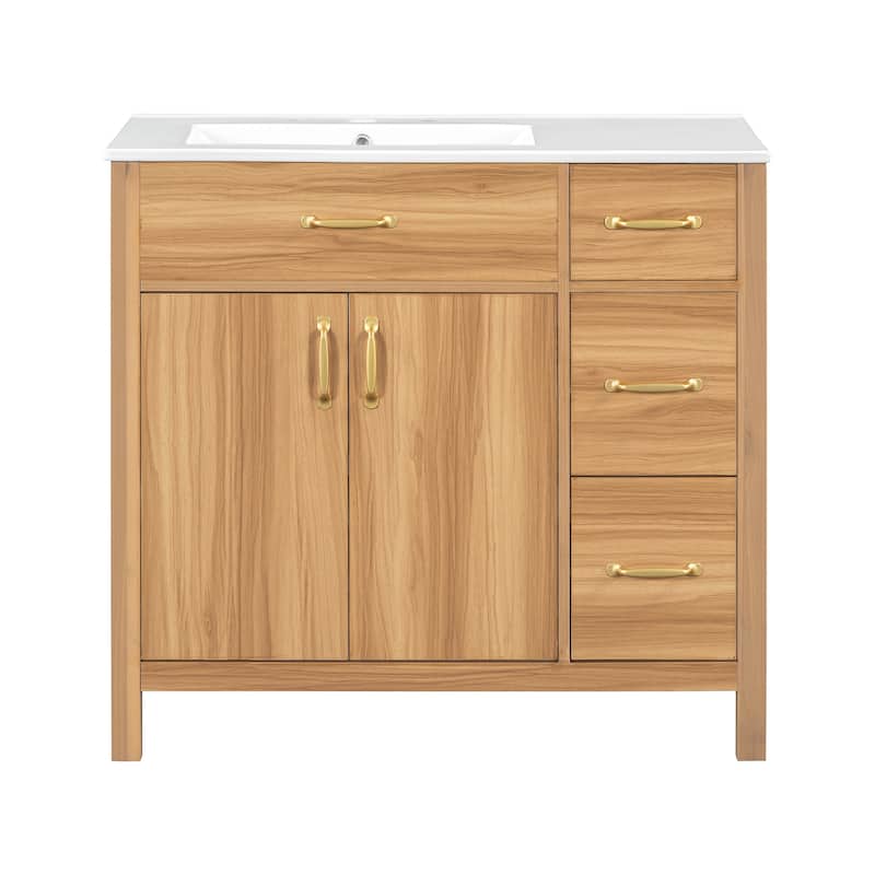 36" Wood Bathroom Vanity with Storage Cabinet and Drawers by Harper&Bright Designs