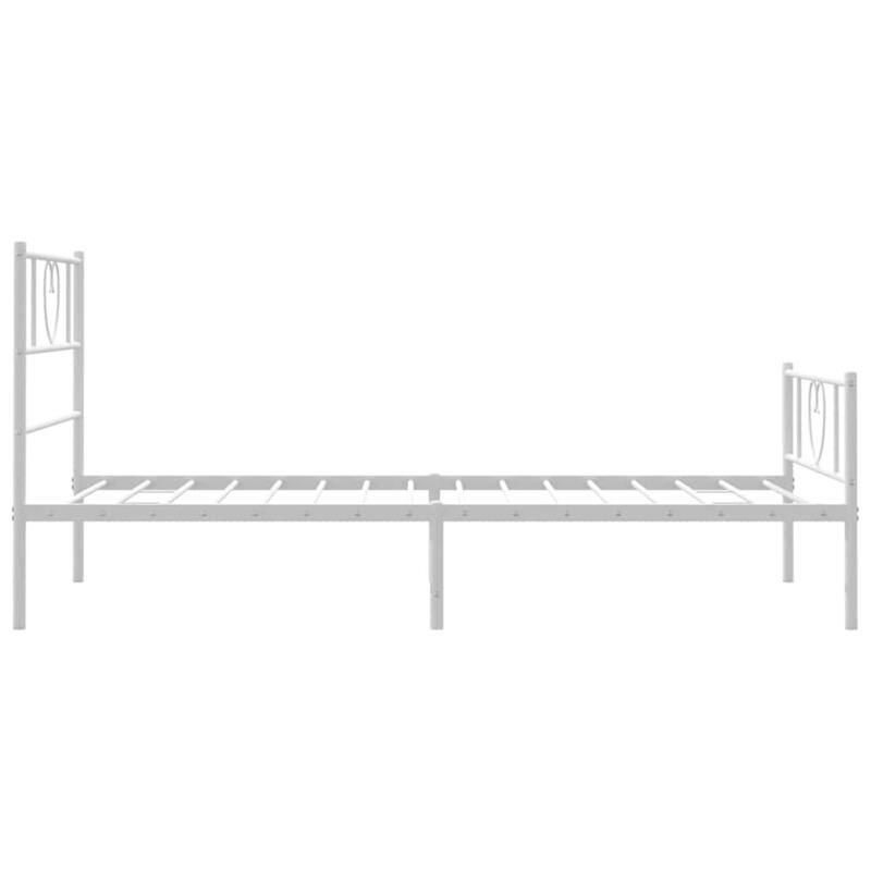 vidaXL Twin Metal Bed Frame with Headboard, White, No Mattress - 77.2" x 41.3" x 35.4"