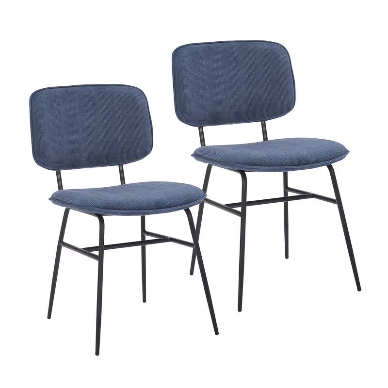 Porthos Home Efia Set of 2 Dining Chairs, Steel Frames, Armless - Blue