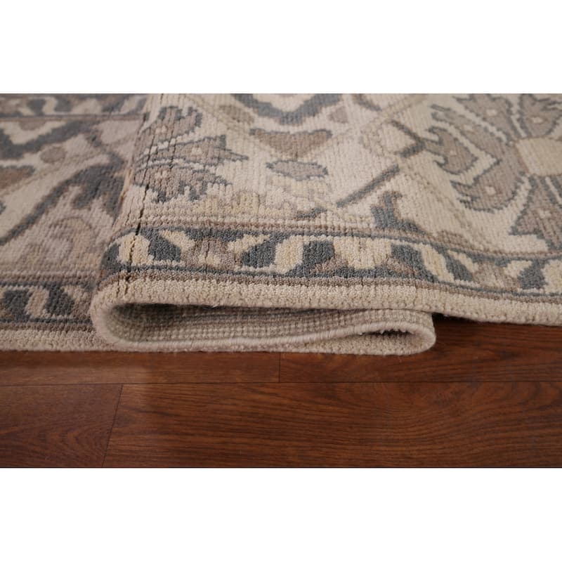 Earth Tone Oushak Area Rug Handmade Wool Carpet - 9'0"x 12'0"