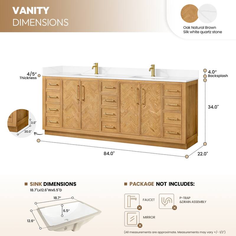Jakarta Bath Vanity with Quartz Stone Top without Mirror