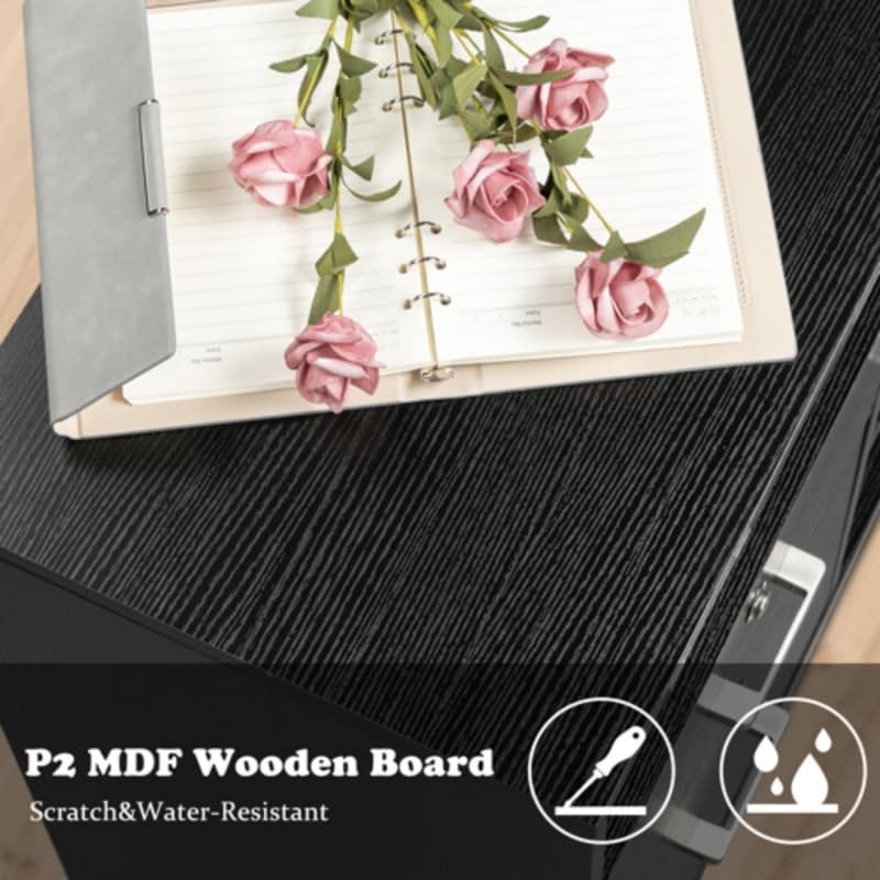 Black Wood Grain 4-drawers Wooden File Cabinet