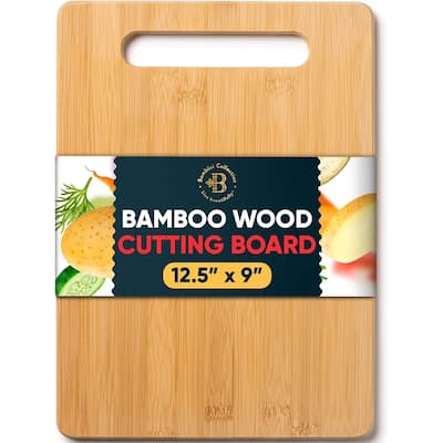 Bamboo Cutting Board, Wooden Kitchen Chopping Board for Food Prep, Chopping, Carving Meat, Fruits Vegetables, 12.5" x 9"