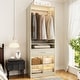 preview thumbnail 26 of 30, 25'' W Freestanding Closet System with 2 Wooden Drawers and Adjustable Shoes Rack and Hanging Rod,Walk-in Closet Organizer Set of 1 - White Oak