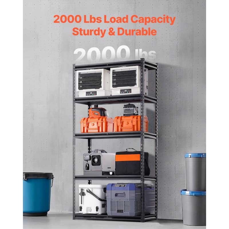 5 Tier Heavy Duty Garage Shelving Unit, Adjustable Metal Rack