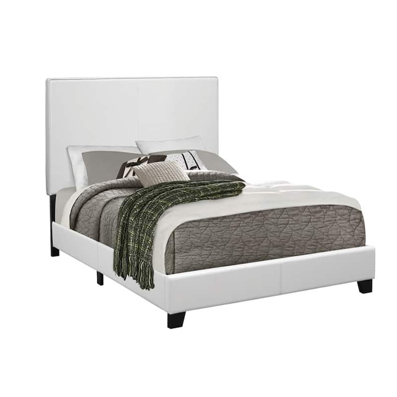 Leatherette Upholstered Platform Bed in White - Twin