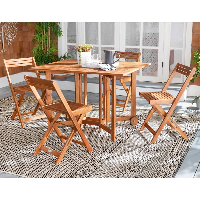 SAFAVIEH Outdoor Patio Furniture Brandy 5-Piece Dining Table Set - 43"W x 35"D x 29"H