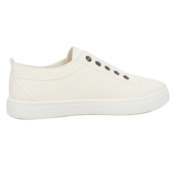 womens white laceless sneakers