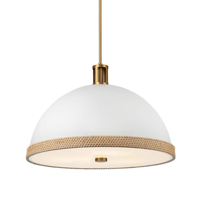 Alora Lighting PD331024 Doral 3 Light 25" Wide Pendant - Matte White / Vintage Brass