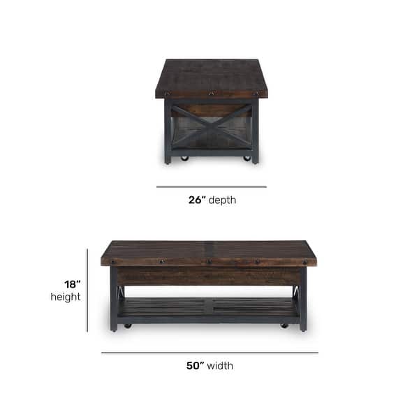 Carpenter Brown Rectangular Lift-Top Coffee Table with Casters by Flexsteel - 50" x 18" x 26"