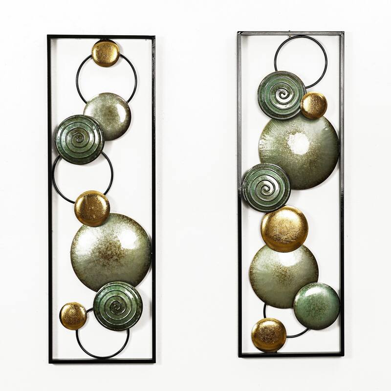 Modern Gold and Green Metal Wall Decor (Set of 2)