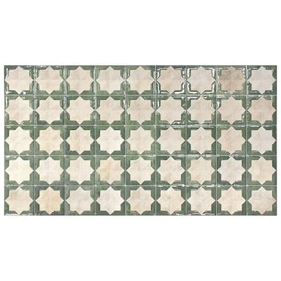 Apollo tile 12" x 22" Citadel Matte Glossy Russian Green Beige Porcelain Tile (13.03 sq ft/case) - 7 Pack