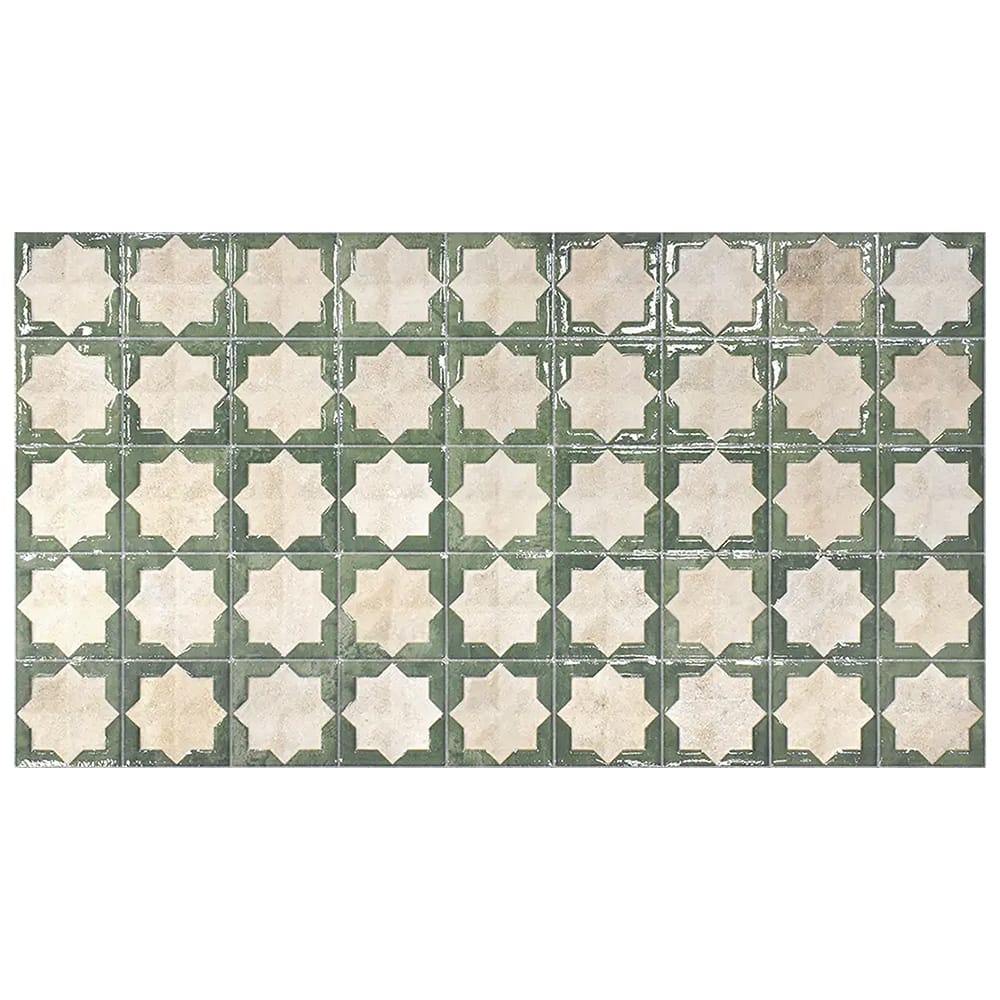 Apollo tile 12" x 22" Citadel Matte Glossy Russian Green Beige Porcelain Tile (13.03 sq ft/case) - 7 Pack