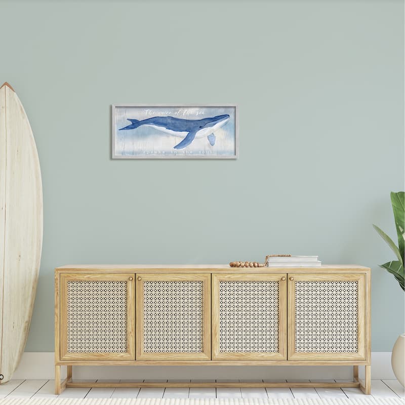Stupell Voice Of The Sea Inspirational Ocean Lover Whale Quote Framed Wall Art, Design by Katie Swatland