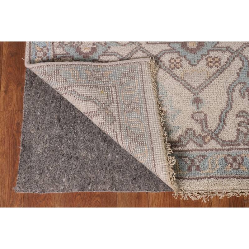 All-Over Ivory Oushak Oriental Area Rug Handmade Wool Carpet - 7'11" x 9'11"