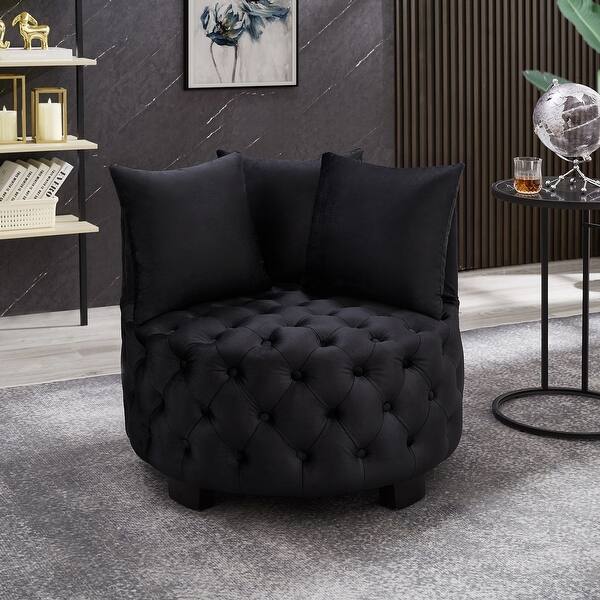 slide 2 of 16, Contemporary Upholstered Tufted Leisure Chair Accent Chair Black