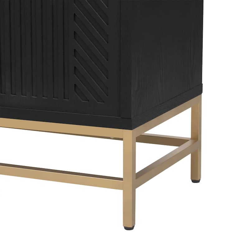 Rectangular Sideboard Entryway Cabinet with Adjustable Shelves & Metal Leg, Buffet Cabinet Console Table for Kitchen Living Room