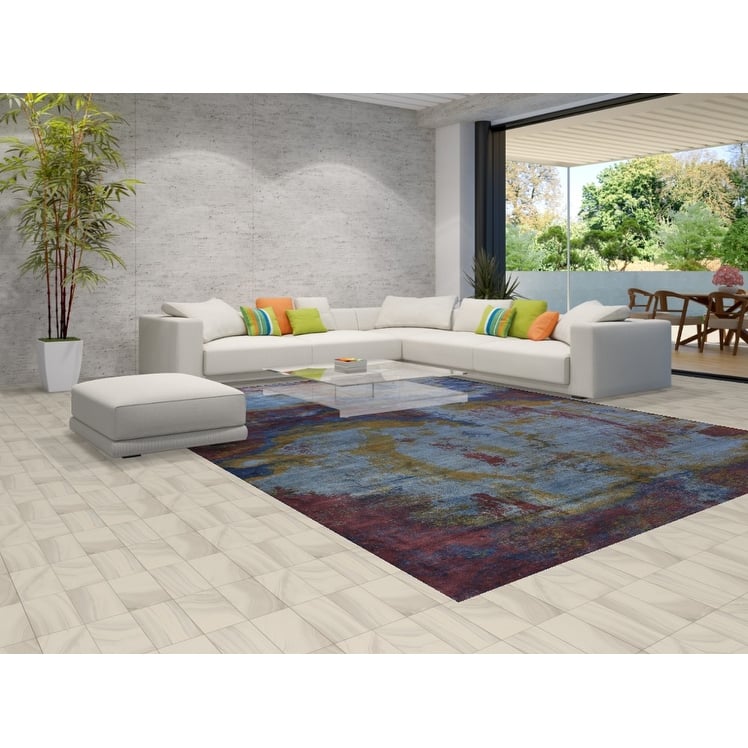 All-Over Colorful Abstract Indian Area Rug Handmade Wool Carpet - 9'11"x 13'1"