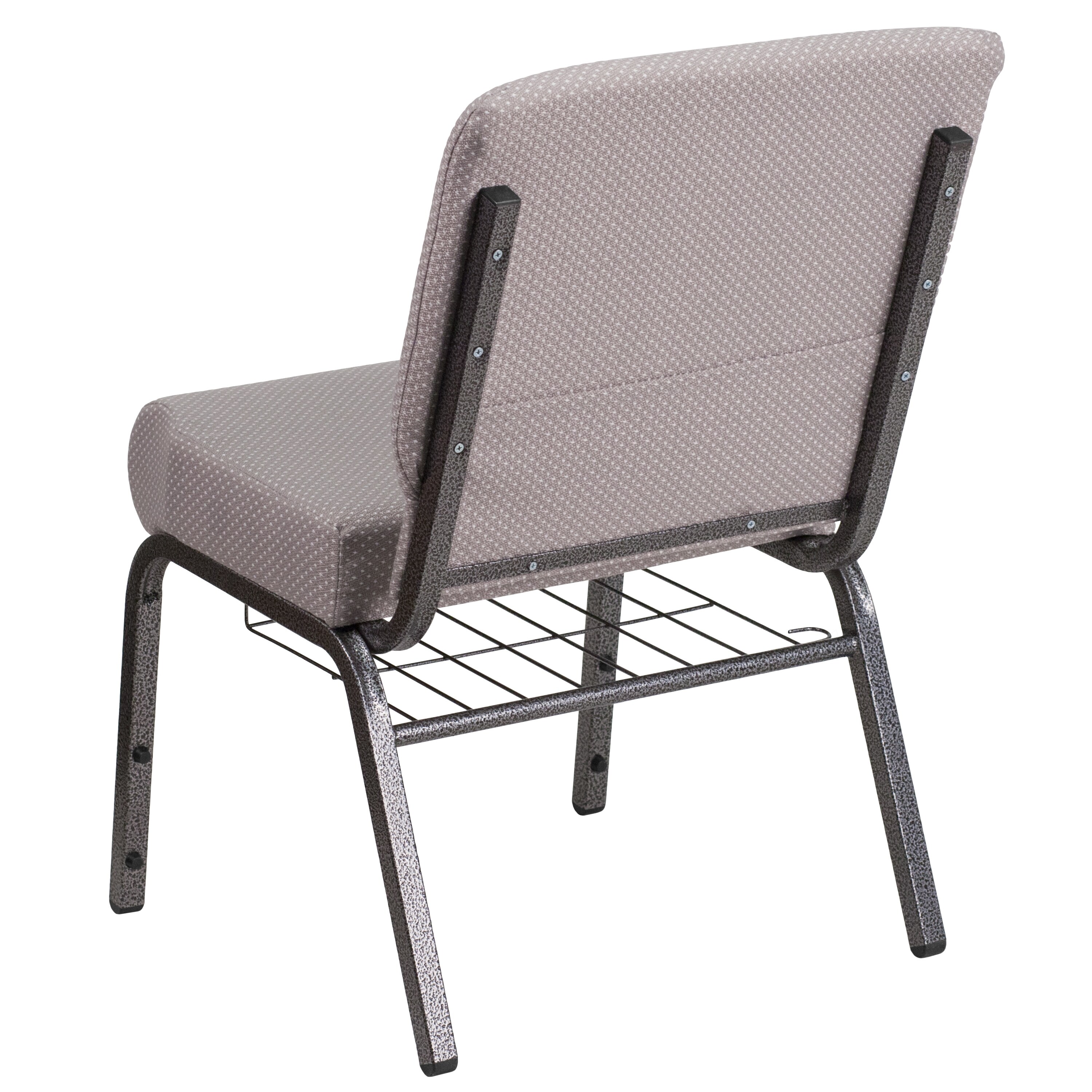 10 PACK 21/'/' Wide Dark Gray Fabric Church Chair w// Book Rack /& Silver Vein Frame