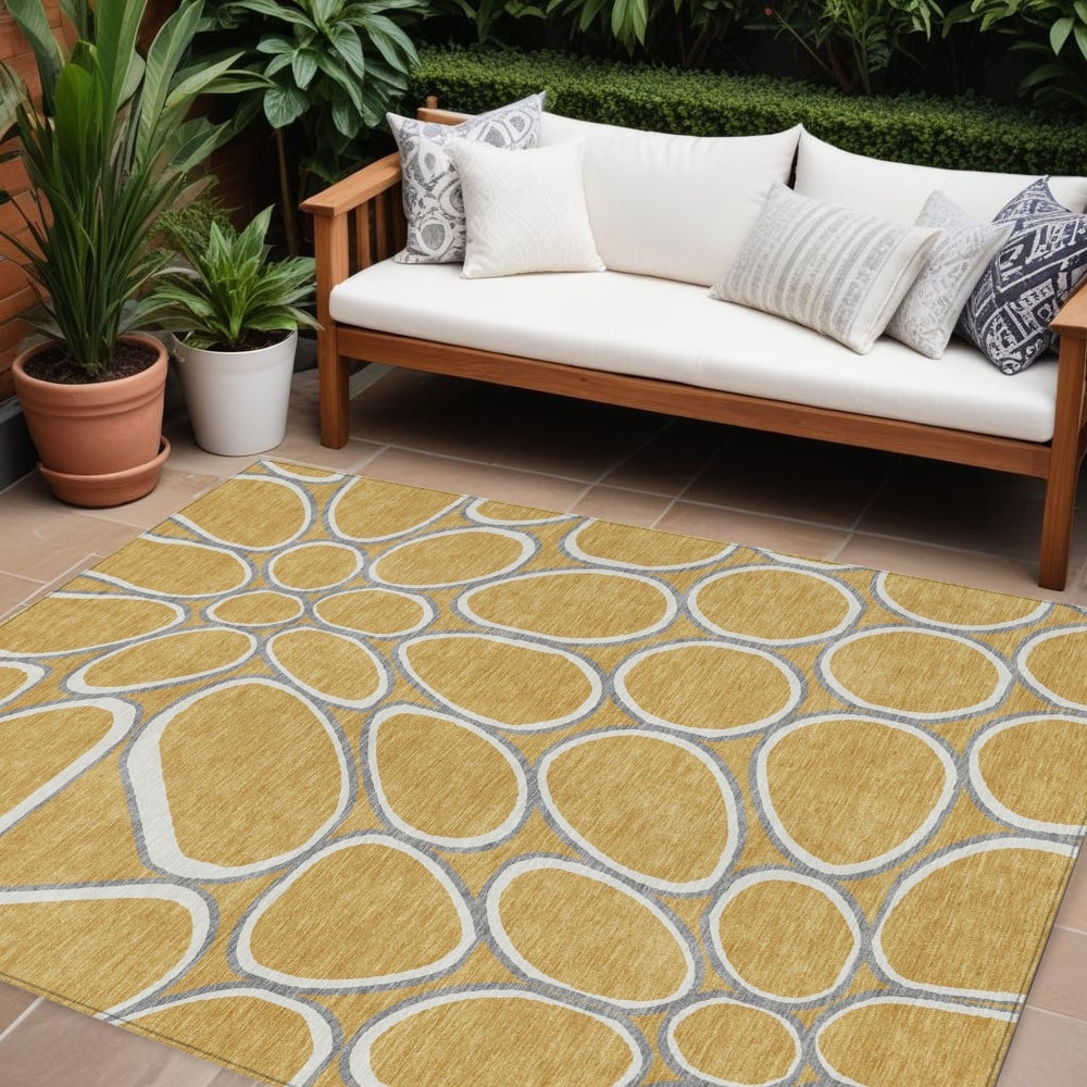 HomeRoots Abstract Transitional Rectangle Outdoor Rug