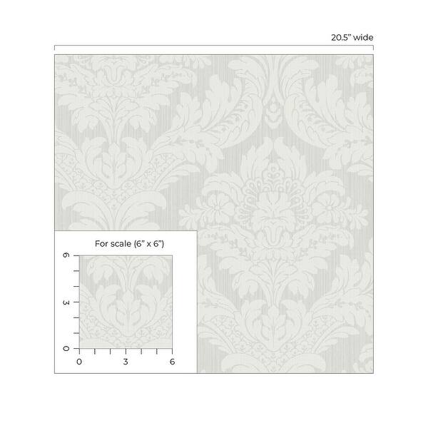 Seabrook Designs Genevieve Damask Prepasted Wallpaper 20.5 in. W x 33