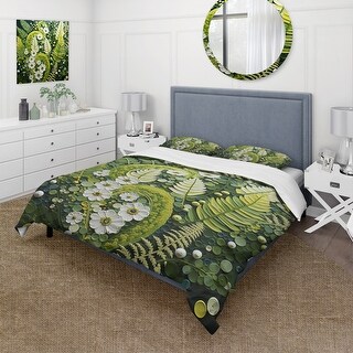 Designart - Light Green Ferns Plant Whimsical Spirals I - Ferns Bed ...