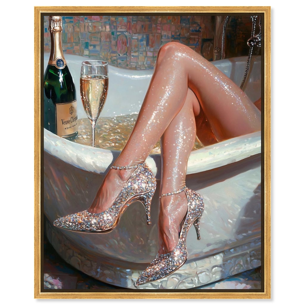 Champagne Bath Party Canvas by Art Remedy