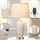 preview thumbnail 6 of 9, Beige Resin Table Lamps 3-way Touch Dimming Switch USB & Type-C Charging Ports AC Outlet (Set of 2)