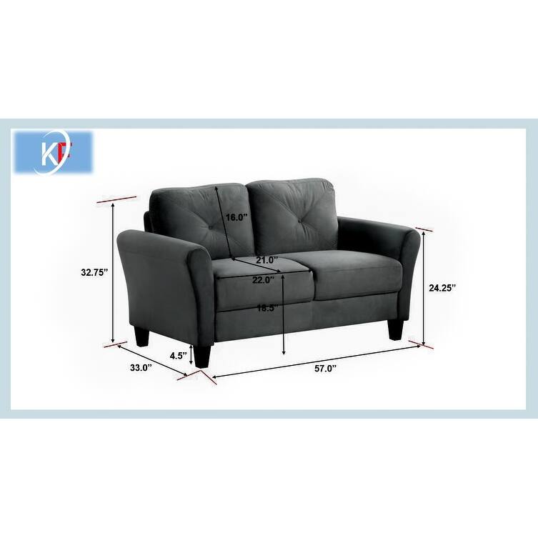 Modern Velvet Loveseat with Angled Backrest and Solid Wood Frame for Living Room Small Spaces