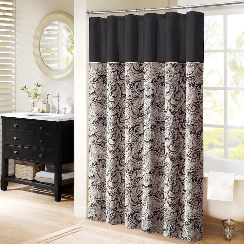 Madison Park Aubrey Jacquard Shower Curtain - Black