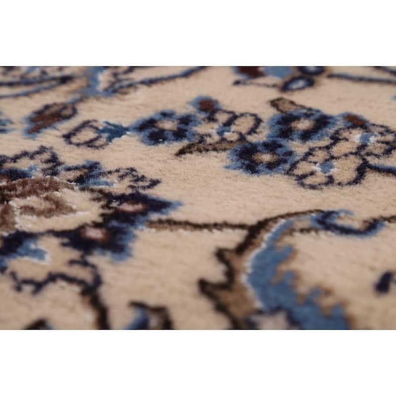 Floral Medallion Nain Persian Area Rug Handmade Wool Carpet - 7'9"x 11'3"