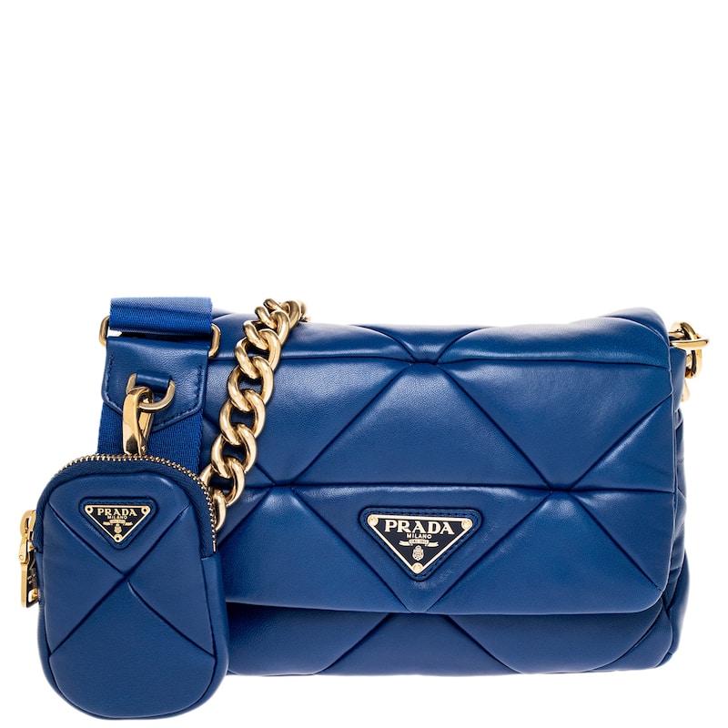 Prada Nappa Leather Padded Shoulder Bag - Blue