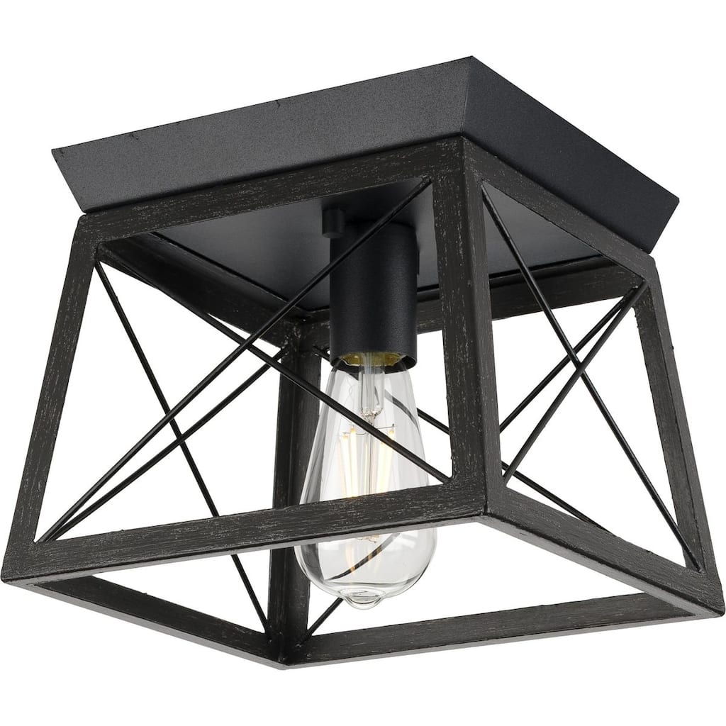 Briarwood Collection 1-Light Black Farmhouse Flush Mount Ceiling Light - 9.5 in x 9.5 in x 7.625 in