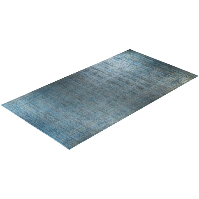 Overton Hand Knotted Wool Vintage Inspired Modern Contemporary Overdyed Gray Area Rug - 12' 0" x 23' 1"
