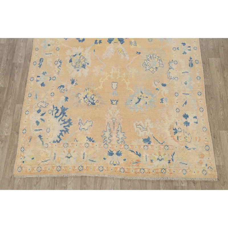 Geometric Turkish Authentic Oushak Oriental Wool Area Rug Handmade - 7'4" x 9'2"